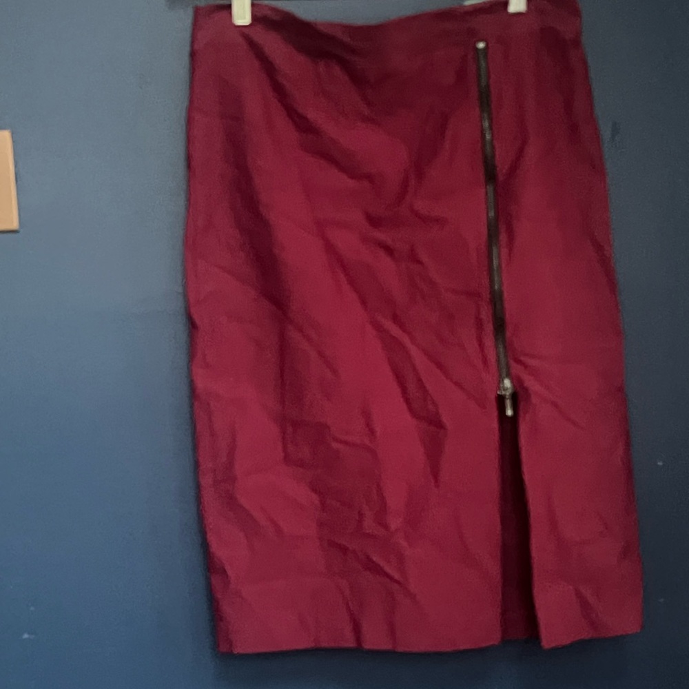 Maurices Burgundy Pencil Skirt with Zipper Accent